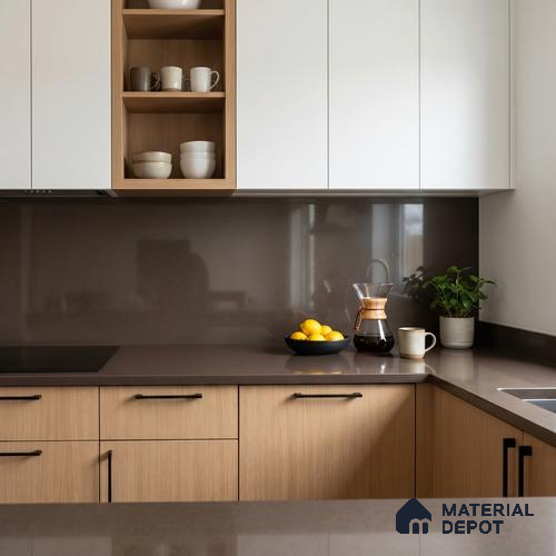 Belina Quartz QR 00232 Umber Mist Helsinki Series 11.5 ft x 6.5 ft Quartz - 20 mm | 10 Years of Replacement Warranty | Suitable for Kitchen, Restaurant, Counter Tops, Dining, Reception, office