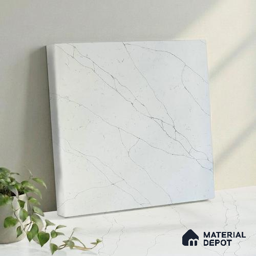 Belina Quartz QR 00245 Ivory Cascade Helsinki Series 11.5 ft x 6.5 ft Quartz - 20 mm | 10 Years of Replacement Warranty | Suitable for Kitchen, Restaurant, Counter Tops, Dining, Reception, office