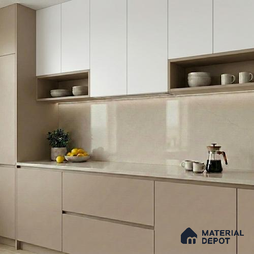 Belina Quartz QR 00252 Ivory Cloud Helsinki Series 11.5 ft x 6.5 ft Quartz - 20 mm | 10 Years of Replacement Warranty | Suitable for Kitchen, Restaurant, Counter Tops, Dining, Reception, office