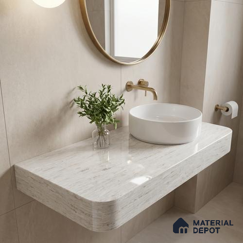 Belina Quartz QR 00253 Sable Drift Helsinki Series 11.42 ft x 6.6 ft Quartz - 20 mm | 10 Years and Replacement Warranty | Suitable for Kitchen, Restaurant, Counter Tops, Dining, Reception, office