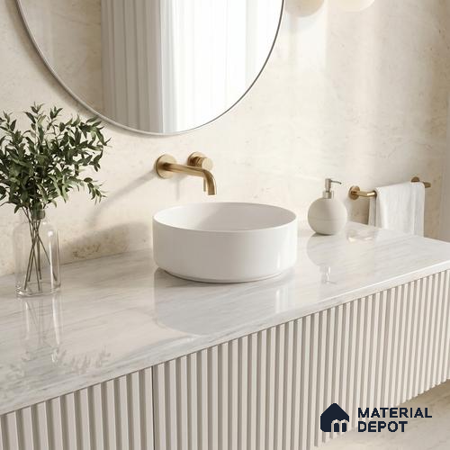 Belina Quartz QR 00261 Ivory Drift Helsinki Series 11.42 ft x 6.6 ft Quartz - 20 mm | 10 Years and Replacement Warranty | Suitable for Kitchen, Restaurant, Counter Tops, Dining, Reception, office