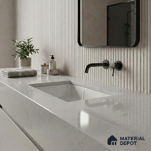 Belina Quartz QR 00262 Silver Veil Helsinki Series 11.42 ft x 6.6 ft Quartz - 20 mm | 10 Years and Replacement Warranty | Suitable for Kitchen, Restaurant, Counter Tops, Dining, Reception, office