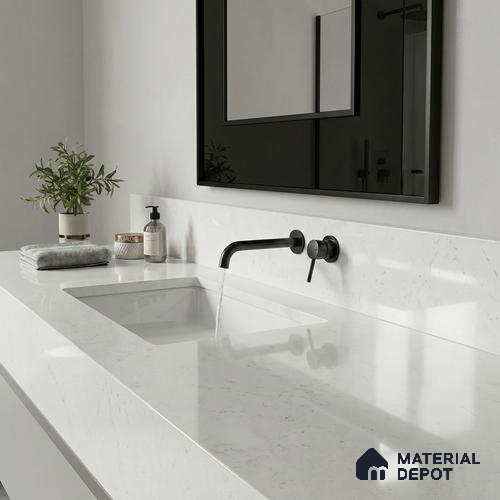 Belina Quartz QR 00268 Mist Quartz Helsinki Series 11.5 ft x 6.5 ft Quartz - 20 mm | 10 Years and Replacement Warranty | Suitable for Kitchen, Restaurant, Counter Tops, Dining, Reception, office