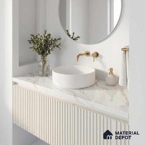 Belina Quartz QR 00273 Serene Cascade Value Series 10.66 ft x 5.41 ft Quartz - 20 mm | 5 Years Warranty | Suitable for Kitchen, Restaurant, Counter Tops, Dining, Reception, office