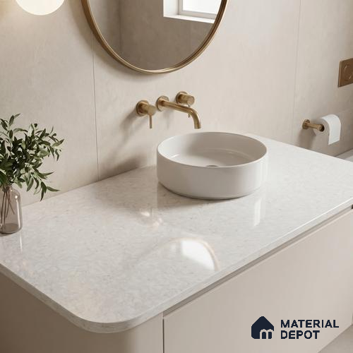 Belina Quartz QR 00280 B Marosa Gold Helsinki Series 10.5 ft x 4.82 ft Quartz - 20 mm | 10 Years and Replacement Warranty | Suitable for Kitchen, Restaurant, Counter Tops, Dining, Reception, office
