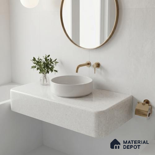 Belina Quartz QR 00280 Marosa Gold Helsinki Series 10.5 ft x 5.35 ft Quartz - 20 mm | 10 Years and Replacement Warranty | Suitable for Kitchen, Restaurant, Counter Tops, Dining, Reception, office