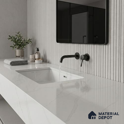 Belina Quartz QR 00284 Madura Royale Gold Helsinki Series 10.5 ft x 5.35 ft Quartz - 20 mm | 10 Years and Replacement Warranty | Suitable for Kitchen, Restaurant, Counter Tops, Dining, Reception, office