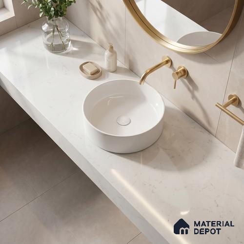 Belina Quartz QR 00286 D Arctic White Helsinki Series 10.5 ft x 2.79 ft Quartz - 20 mm | 10 Years and Replacement Warranty | Suitable for Kitchen, Restaurant, Counter Tops, Dining, Reception, office