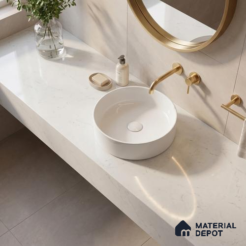 Belina Quartz QR 00286 Arctic White Helsinki Series 10.5 ft x 5.35 ft Quartz - 20 mm | 10 Years and Replacement Warranty | Suitable for Kitchen, Restaurant, Counter Tops, Dining, Reception, office