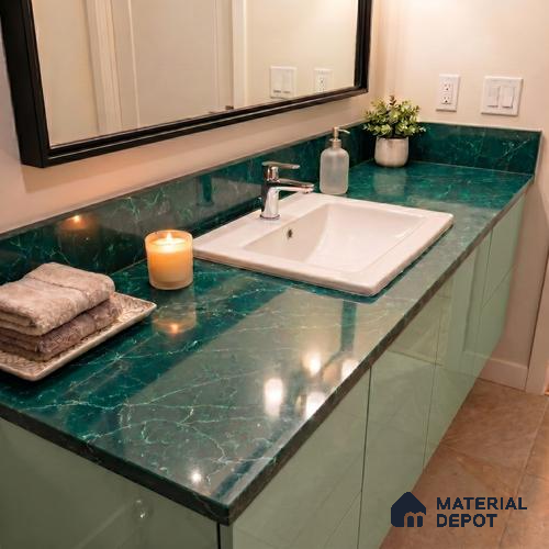 Belina Quartz QR 00302 Onyx Emerald Helsinki Series 10.5 ft x 5.35 ft Quartz - 20 mm | 10 Years and Replacement Warranty | Suitable for Kitchen, Restaurant, Counter Tops, Dining, Reception, office