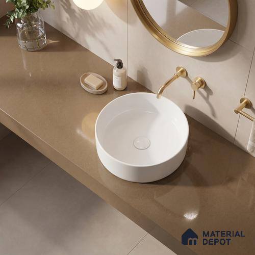 Belina Quartz QR 00303 Cosmo Cream Helsinki Series 10.5 ft x 5.35 ft Quartz - 20 mm | 10 Years and Replacement Warranty | Suitable for Kitchen, Restaurant, Counter Tops, Dining, Reception, office