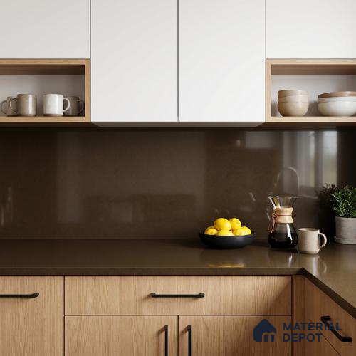 Belina Quartz QR 00304 Cosmo Espresso Helsinki Series 10.5 ft x 5.35 ft Quartz - 20 mm | 10 Years and Replacement Warranty | Suitable for Kitchen, Restaurant, Counter Tops, Dining, Reception, office