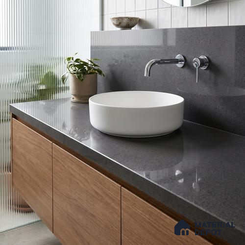 Belina Quartz QR 00306 Industrial Grey Helsinki Series 10.5 ft x 5.35 ft Quartz - 20 mm | 10 Years and Replacement Warranty | Suitable for Kitchen, Restaurant, Counter Tops, Dining, Reception, office