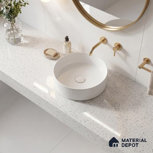 Belina Quartz QR 00309 White Celestia Helsinki Series 10.5 ft x 5.35 ft Quartz - 20 mm | 10 Years and Replacement Warranty | Suitable for Kitchen, Restaurant, Counter Tops, Dining, Reception, office