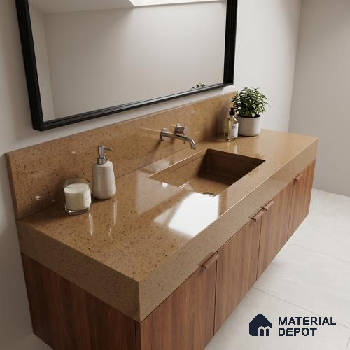 Belina Quartz QR 00310 Beige Celestia Helsinki Series 10.5 ft x 5.35 ft Quartz - 20 mm | 10 Years and Replacement Warranty | Suitable for Kitchen, Restaurant, Counter Tops, Dining, Reception, office