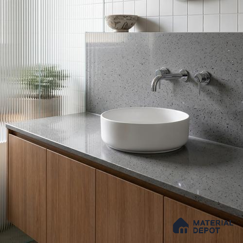 Belina Quartz QR 00312 Light Grey Starstone Helsinki Series 10.5 ft x 5.35 ft Quartz - 20 mm | 10 Years and Replacement Warranty | Suitable for Kitchen, Restaurant, Counter Tops, Dining, Reception, office