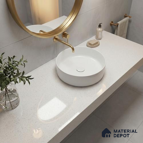 Belina Quartz QR 00315 C White Dunes Helsinki Series 10.5 ft x 2.66 ft Quartz - 20 mm | 10 Years and Replacement Warranty | Suitable for Kitchen, Restaurant, Counter Tops, Dining, Reception, office