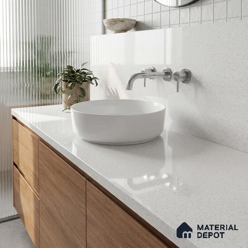 Belina Quartz QR 00318 Soft Wool Texture Helsinki Series 10.5 ft x 5.35 ft Quartz - 20 mm | 10 Years and Replacement Warranty | Suitable for Kitchen, Restaurant, Counter Tops, Dining, Reception, office
