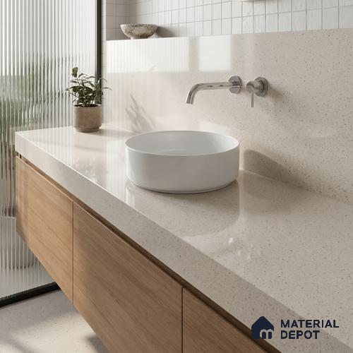 Belina Quartz QR 00319 Frosted Ice Helsinki Series 10.5 ft x 5.35 ft Quartz - 20 mm | 10 Years and Replacement Warranty | Suitable for Kitchen, Restaurant, Counter Tops, Dining, Reception, office