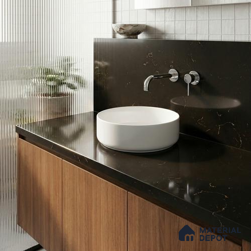 Belina Quartz QR 00321 Carrara Golden Glow Helsinki Series 10.5 ft x 5.35 ft Quartz - 20 mm | 10 Years and Replacement Warranty | Suitable for Kitchen, Restaurant, Counter Tops, Dining, Reception, office