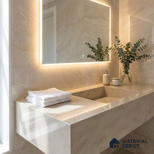 Belina Quartz QR 00330 Celestia Royale Gold Helsinki Series 10.5 ft x 5.35 ft Quartz - 20 mm | 10 Years and Replacement Warranty | Suitable for Kitchen, Restaurant, Counter Tops, Dining, Reception, office