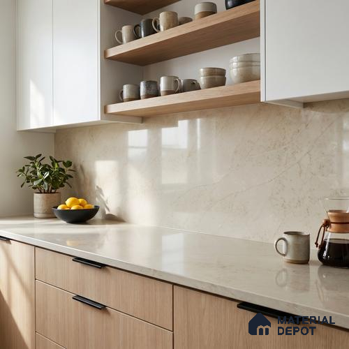 Belina Quartz QR 00330 Celestia Royale Gold Helsinki Series 10.5 ft x 5.35 ft Quartz - 20 mm | 10 Years and Replacement Warranty | Suitable for Kitchen, Restaurant, Counter Tops, Dining, Reception, office
