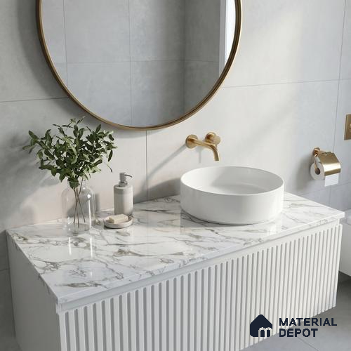 Belina Quartz QR 00336 Premium mystic gold Helsinki Series 10.5 ft x 5.35 ft Quartz - 20 mm | 10 Years and Replacement Warranty | Suitable for Kitchen, Restaurant, Counter Tops, Dining, Reception, office