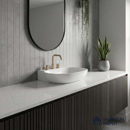 Belina Quartz QR 00338 B Frosted Lattice Jumbo Helsinki Series 10.83 ft x 5.41 ft Quartz - 20 mm | 10 Years and Replacement Warranty | Suitable for Kitchen, Restaurant, Counter Tops, Dining, Reception, office