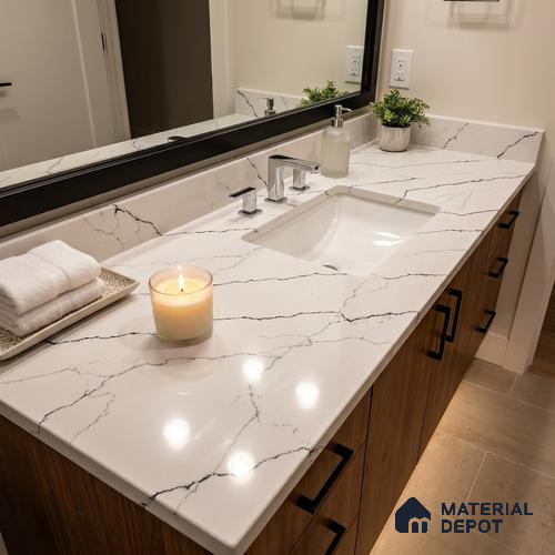 Belina Quartz QR 00339 Obsidian Trace Mini Jumbo Helsinki Series 10.53 ft x 4.79 ft Quartz - 20 mm | 10 Years and Replacement Warranty | Suitable for Kitchen, Restaurant, Counter Tops, Dining, Reception, office