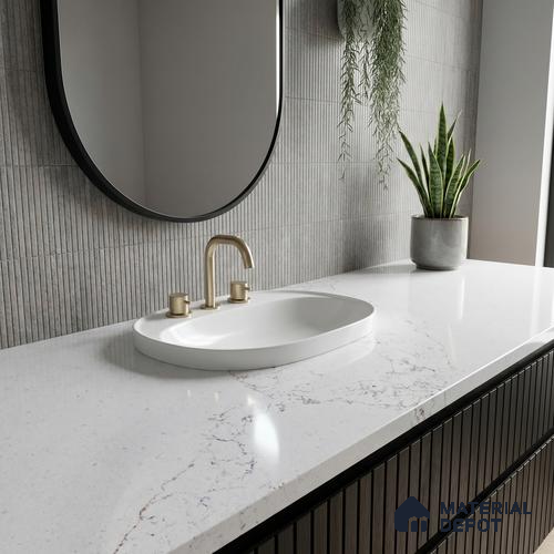 Belina Quartz QR 00340 Frosted Veil Mini Jumbo Helsinki Series 10.53 ft x 4.79 ft Quartz - 20 mm | 10 Years and Replacement Warranty | Suitable for Kitchen, Restaurant, Counter Tops, Dining, Reception, office