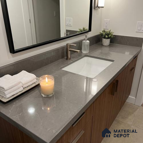 Belina Quartz QR 00352 B Urban Slate Jumbo Helsinki Series 10.83 ft x 5.41 ft Quartz - 20 mm | 10 Years and Replacement Warranty | Suitable for Kitchen, Restaurant, Counter Tops, Dining, Reception, office
