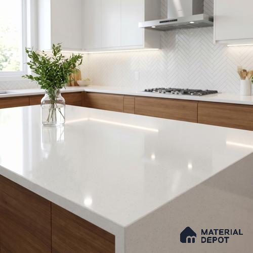 Belina Quartz QR 00354 Frosted Mist Mini Jumbo Helsinki Series 10.53 ft x 4.79 ft Quartz - 20 mm | 10 Years and Replacement Warranty | Suitable for Kitchen, Restaurant, Counter Tops, Dining, Reception, office