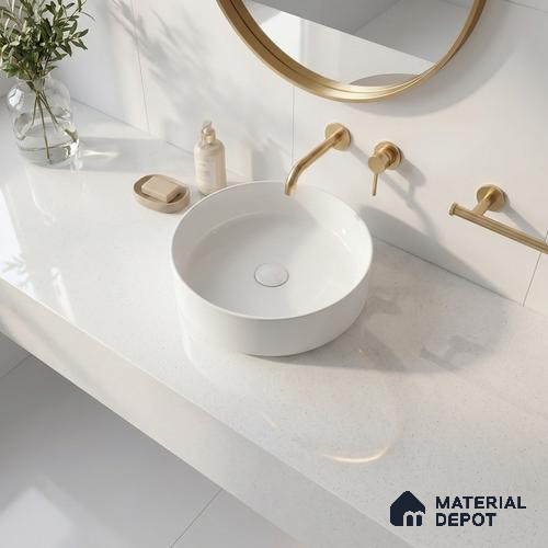 Belina Quartz QR 00355 B Frosted Pearl Jumbo Helsinki Series 10.83 ft x 5.41 ft Quartz - 20 mm | 10 Years and Replacement Warranty | Suitable for Kitchen, Restaurant, Counter Tops, Dining, Reception, office