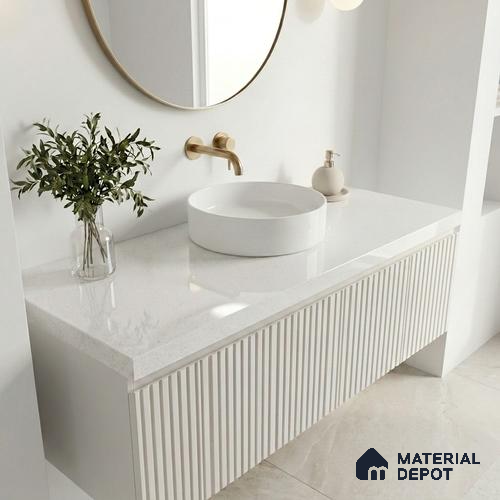 Belina Quartz QR 00355 Frosted Pearl Mini Jumbo Helsinki Series 10.53 ft x 4.79 ft Quartz - 20 mm | 10 Years and Replacement Warranty | Suitable for Kitchen, Restaurant, Counter Tops, Dining, Reception, office