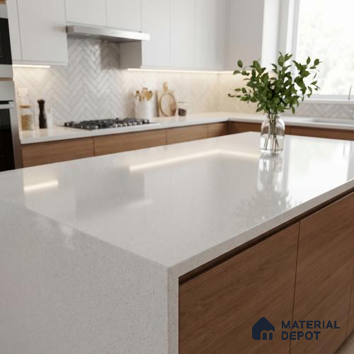 Belina Quartz QR 00356 Frosted Linen Mini Jumbo Helsinki Series 10.53 ft x 4.79 ft Quartz - 20 mm | 10 Years and Replacement Warranty | Suitable for Kitchen, Restaurant, Counter Tops, Dining, Reception, office