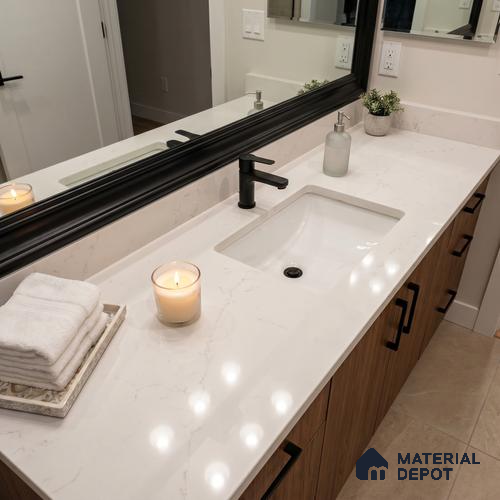 Belina Quartz QR 00358 B Polar Veil Jumbo Helsinki Series 10.83 ft x 5.41 ft Quartz - 20 mm | 10 Years and Replacement Warranty | Suitable for Kitchen, Restaurant, Counter Tops, Dining, Reception, office
