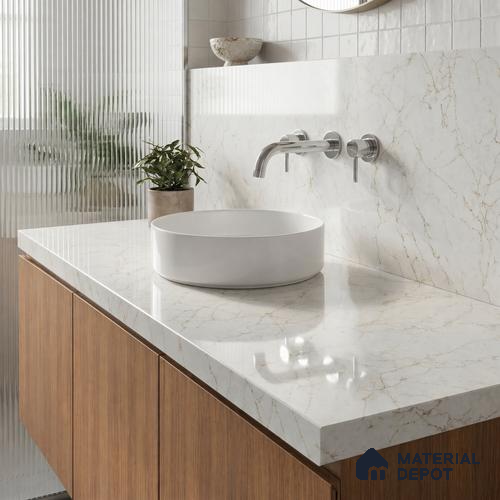 Belina Quartz QR 00376 Ivory Lattice Helsinki Series 11.42 ft x 6.59 ft Quartz - 20 mm | 10 Years and Replacement Warranty | Suitable for Kitchen, Restaurant, Counter Tops, Dining, Reception, office