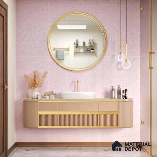 TL 00693 C Radiant Rosy Series Pattern 7 Pink Chrome Finish 4 ft x 2 ft Full Body Vitrified Tile - 9 mm