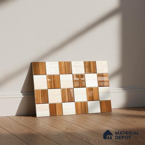 TL 01612 B Highlighter Brown & Cream 18 x 12 inch Glossy Finish Ceramic Wall Tile - 6 mm