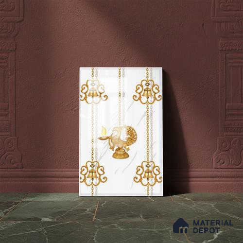 TL 01656 B Highlighter 2 Snow White & Gold 18 x 12 inch Glossy Finish Ceramic Wall Tile - 6 mm