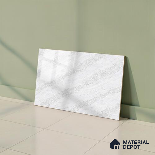TL 01634 C Light Light Snow White & Grey 18 x 12 inch Glossy Finish Ceramic Wall Tile - 6 mm