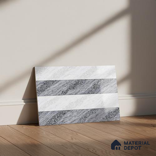 TL 01631 B Highlighter 2 Smoke Grey & White 18 x 12 inch Glossy Finish Ceramic Wall Tile - 6 mm