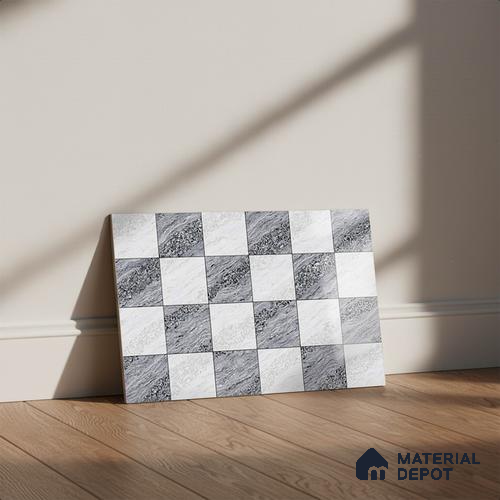 TL 01631 A Highlighter 1 White & Ash Grey 18 x 12 inch Glossy Finish Ceramic Wall Tile - 6 mm