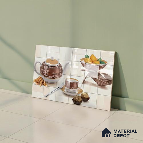 TL 01646 Highlighter Cream & Brown 18 x 12 inch Glossy Finish Ceramic Wall Tile - 6 mm