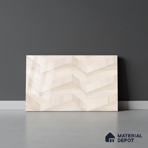 3D Wall Tile TL 01648 A Light Light Cream 18 x 12 inch Glossy Finish Ceramic Wall Tile - 6 mm