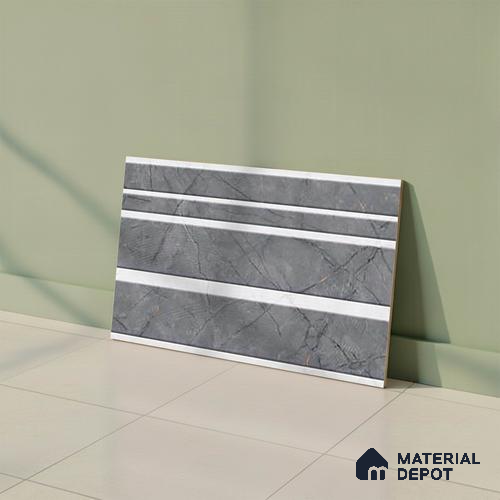 TL 01643 B Highlighter Ash Grey & White 18 x 12 inch Matte Finish Ceramic Wall Tile - 6 mm