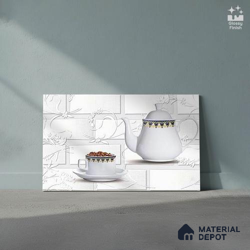 TL 01645 C Highlighter 2 Greyish White 18 x 12 inch Glossy Finish Ceramic Wall Tile - 6 mm