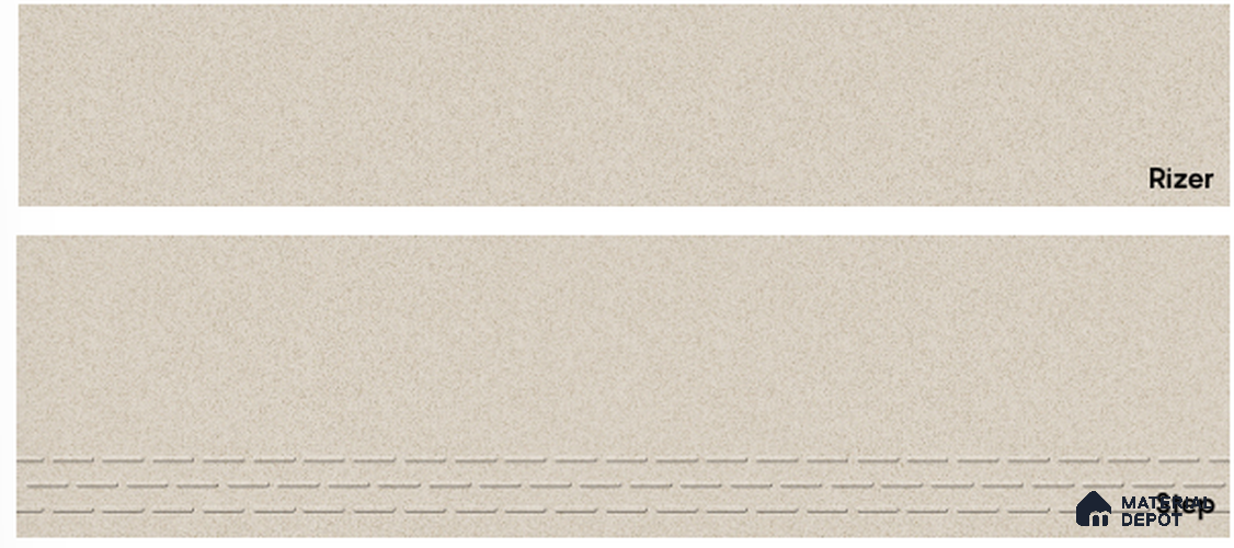 Rock Creama 1200x200 Rizer Tile Satin Matte Finish TL 07679 Vitrified Full Body - 9 mm | Set of Step (4x1 ft) and Riser (4 ft x 8 inch)