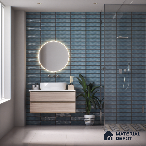 TL 03729 B Azul 300x100 mm Glossy Finish Ceramic Wall  Subway Tile - 5 mm