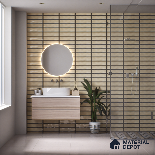 TL 03729 D Beige 300x100 mm Glossy Finish Ceramic Wall  Subway Tile - 5 mm